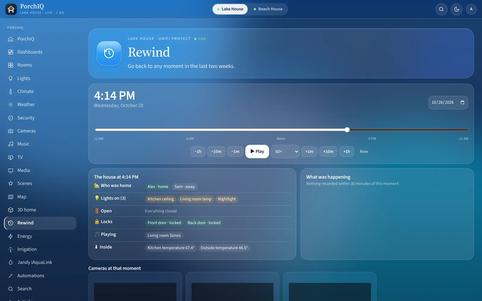 PorchIQ Rewind screen on a computer