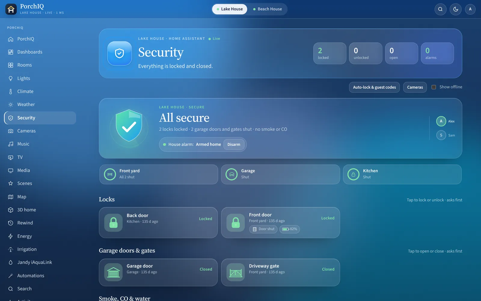PorchIQ Security screen on a computer